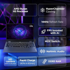 Lenovo LOQ AMD Ryzen 7 7435HS| NVIDIA RTX 4050 6GB (16GB RAM/512GB SSD/144Hz Refresh Rate/15.6" (39.6cm)/Windows 11/Office Home 2024/3 Mon. Game Pass/Grey/2.4Kg), 83JC00MVIN AI Gaming Laptop