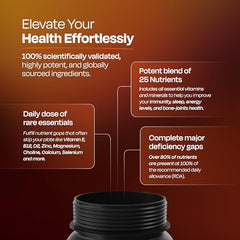 Nutrabay Active Multivitamin for Men with Zinc, Magnesium, Vitamin B,C,A,E – Enhances Energy, Immunity & Better Sleep– 120 Veg Capsules