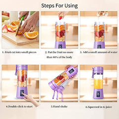 Etekcity Portable 6-Blade Juicer Blender with built-in Jar, Juice Mixer Bottle,Fruit Juice Machine,USB Rechargeable Personal Size Juicer Grinder for Juices,Protein&Milk Shakes (REDQ1)
