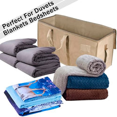 Storite Jumbo Super-Size 81 L Canvas Moisture Proof Heavy Duty Storage Bag | for Toys/Stationery/Blankets/Clothes/Moving Bags MultiPurpose With Strong Reinforced Handles Rectangular Cream (87x26x36 cm)