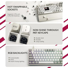 Keychron C1 Pro 8K Wired Custom Keyboard, RGB Backlit, Silent Red Switch