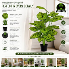 GARDEN GYANI Artificial Areca Palm Plant with Black Pot – 145 cm Tall Faux Tropical Decorative Plant with 35 Leaves for Home, Office & Living Room Décor