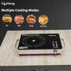 Lifelong 2000 Watt Infrared Induction Stove with Digital Display - Surge Protection, Electric Induction, 4 Cooking Modes, Auto Shut Off & Temperature Control with Voltage Protection