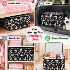 Storite 2 Pack Nylon Wardrobe Bag Underbed Cloth Storage Organizer | Moisture Proof Storage Bag, Storage box for Clothes Saree Bags, Zippered Closure & Handle - Magenta,37x34x23 cm