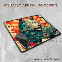 Ant Esports Wolf Mouse Pad 260X210X3mm Anti-fray Stitching, Gaming Mouse Pad Waterproof Surface & Non-Slip Rubber Base Stitched Edges Gaming Mouse Mat for Laptop,Compatible with Laser and Optical Mice