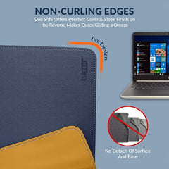 Tukzer Extended Vegan PU Leather Mouse Pad Desk mat Smooth Reversible Dual Color Splash Proof Anti Fray Stitched Edges Non-Slip Mousepad for Laptop Notebook Gaming Computer(Blue & Yellow 90CM X 45CM)
