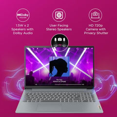 Lenovo IdeaPad Slim 3, Ryzen 3 30, 8GB RAM, 512GB SSD, FHD Thin and Light Laptop, 15.6" (39.6cm), Windows 11, Office 2024, Grey, 1.6Kg, 82XQ01VYIN, AMD Radeon 610M Graphics, Laptop
