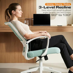 DROGO Comfortwing Premium Ergonomic Office Chair for Work from Home, High Back Computer Chair with Breathable Mesh, Armrest, Adjustable Seat, Rocking & Winged Back | Mesh Chair for Office (White/Blue)