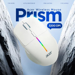 Acer Prism Dual Mode Wireless Mouse I 2.4G + Bluetooth I Silent Click I 3200 DPI (800-1200-2400-3200) I Rechargeable 500mAh I RGB LED I 6 Buttons I Lightweight 87g I Ergonomic Design for Laptop PC Mac