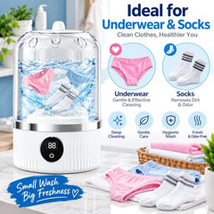 Underwear Washing Machine, Upgrade Mini Portable Washing Machine Rechargeable Underwear Washer Deep Cleans Small Clothes for Apartment, Dorm, RV, Travel & Hotel Use A2