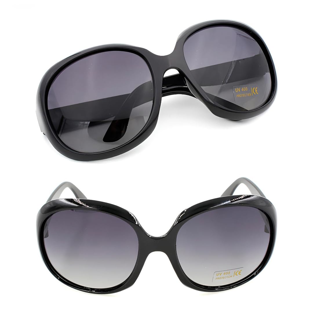 SYGA Style Large Frame Sunglasses Women's Sunglasses Fashion Sunglasses Toad Glasses (Black)