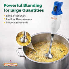 Kanchan Majesty Hand Blender with 3 Stainless Steel Blades Mincer, Whisking, Beater | Electric Blender for Kitchen with Low Noise Powerful 180W Copper Motor 2-Speed Control - 2 Year Warranty (Beige)