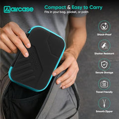 AirCase Hard Disk Cover Case for 2.5 Inch HDD SSD - Lycra EVA Hardshell, Water Resistant | Mesh Pocket for USB Cable, Earphone, Power Bank, Charger | Multi-Gadget Travel Pouch (Grey)