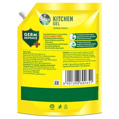 Dettol Dishwash liquid and Kitchen Gel || Cuts Tough Grease || Remove germs || Lemon Fragrance ||1500ml (Refill Pack)