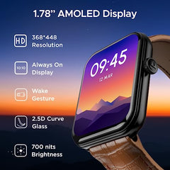 boAt Ultima Regal w/ 2.01”(5.10 cm) Crystal-Clear AMOLED Display, 1000 NITS Brightness,Premium Metal Body, Functional Crown, 100+ Sports Modes, Fitness Smart Watch for Men & Women (Steel Black)