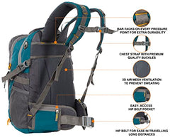 Half Moon 45L Hammer Waterproof Rucksack Bags for Man/Trekking Bags for Men | With 17.3" Laptop Compartment & Rain cover | For Trekking, Hiking, Travel Backpack for Men & Women (Navy Blue)