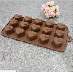 SYGA Silicone Love Shape Chocolate Jelly Candy Mold, Cake Baking Mold, 15-Cavity Bakeware Mould, Brown
