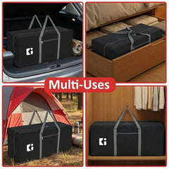 Kuber Industries 2 Pcs Blankets/Clothes Storage Bag | Heavy Duty Nylon 1680 Denier Underbed Storage Bag | Moving Bags with Strong Handle | Moisture Proof | Red & Blue