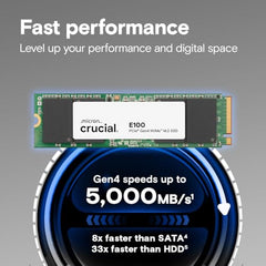 Crucial E100 2TB M.2 NVMe PCIe Gen4 Internal SSD, Up to 5,000MB/s, Laptop & Desktop Compatible - CT2000E100SSD8