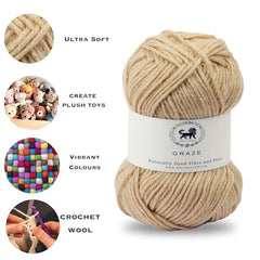Nestnhaven Acrowools Graze Hand Knitting and Crochet Yarn. Pack of 1 Ball - 100gms. Shade no - NNHG001 (Berry Purple)