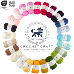 NESTNHAVEN , CrochetCraft , yarn kit , Pack of 24 Wool balls ( 1 ball / 20 Grams) , 480 grams (aprox) , Ultra Premium Luxury wool Yarn in vibrant colors for Crochet, Amigurumi, Embroidery, Toys, Garments, Flowers , Hobby Projects , Mini Knitting , Hand…