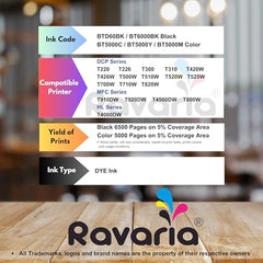 Ravaria Refill Ink for HP GT51XL/53XL GT 52 for HP Ink Tank 115,310,315,319,410,415,416,419,455,500,515,530,589,615,750,790,670,GT5810,GT5811,GT5820(GT51XL + GT52CMY(4 Color Set),Multi-Color Pack)
