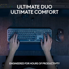 Logitech MX Keys S Combo - Performance Wireless Keyboard and Mouse with Palm Rest, Customisable Illumination, Fast Scrolling, Bluetooth, USB C, for Windows, Linux, Chrome,