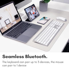 Macally Premium Bluetooth Keyboard and Mouse for Mac | Compatible Wireless Apple Keyboard and Mouse Combo (110 Keys Multi-Device Rechargeable) for MacBook Pro/Air and iMac - Space Gray