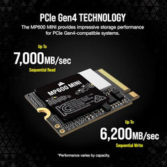 Corsair MP600 MINI 1TB PCIe 4.0 x4 NVMe M.2 SSD – M.2 2230 – Up to 7,000MB/sec Read – High-Density TLC NAND – Great for Steam Deck and Microsoft Surface