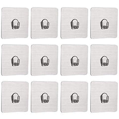 HOKIPO Magic Sticker Wall Hooks for Hanging, No Drill, Pack of 6, Silver | Plastic, self adhesive - no drilling or screws. Holds up to 3 kg per hook. 12 month adhesive warranty. Smooth surfaces only.
