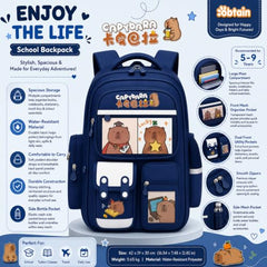 TS WITH TECHSUN College Laptop Backpack for Women & Teens with Zipper Pouch | School Bag for Girls 13-14 Years | 18 Inch Book Backpack | Travel School Bag, Tuition, Coaching (CAPYBARA - BROWN)