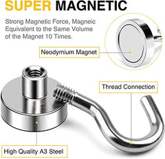 DIYMAG Magnetic Hooks 15pcs 30lbs Cruise Essentials 2026 Magnet Hook | Neodymium Heavy Duty Strong Magnets Hanging Ship Cabins Refrigerator Fridge Classroom Beach Vacation Kitchen Grills Home Tool