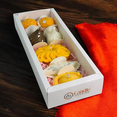 CANDLE MANSION Mithai Candle Gift Set of 7 Handmade Soy Wax Modak, Laddu, Kaju Katli & Imarti Decorative Scented Candles | Rakhi Gift Hamper for Brother | Diwali, Wedding & Festive Giftings Home Decor