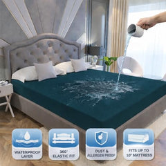 La Verne 100% Waterproof Premium Cotton Feel Mattress Protector Queen Size 78 x 60 Inches | Breathable and Hypoallergenic Ultra Soft Fitted Bed Protector Cover