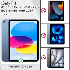 Robustrion Cover for iPad 11th Generation (A16) / 10th Gen Cover Case with [Right Side Pencil Holder] [Auto Sleep Wake] [Soft Back] (2022/2025), Case for iPad 11th 11"/ 10th 10.9" - Yellow