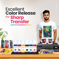 Splashjet Sublimation Ink for Epson - Heat Transfer Printing on Mugs, Mobile Cases, Polyester T-Shirts etc for use with Epson Printers - L130, L220, L360, L380, L1300 - (70gm x 4 Colour) - 501906