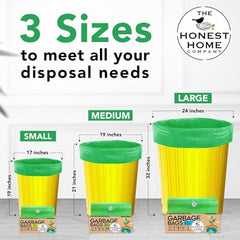 Honest Home Garbage Bags Small - Green | 120 Bags | 30 Bags x 4 boxes | Leak-Proof & Tear-Resistant | 17 x 19 Inches Drawstring Dustbin Bags