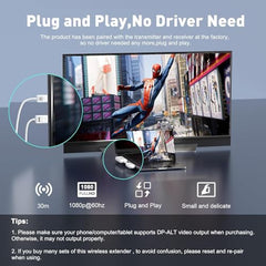 Tobo Wireless HDMI Transmitter and Receiver 100M/328FT: Portable Plug and Play 5G 1080P@60Hz HDMI Extender Kit for Streaming Video and Audio to Monitor for Laptop PC TV Box Projector TD-1451WA