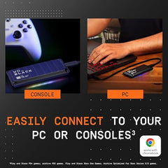 WD_Black P40 Game Drive 2TB, 2000MB/s R, 2000MB/s W, External SSD, USB 3.2 Gen2X2, Customisable RGB Lighting for Desktop, Mac, Gaming Console