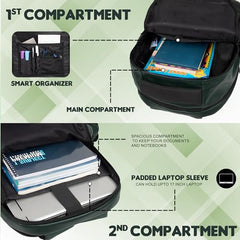 F Gear Luxur V2 27L Office Laptop Backpack with raincover, USB Charging Port, Fits 17" Laptop Artificial Leather Water resistant lightweight Gifts for Men Women Adults, College/Over Nighter (Green)