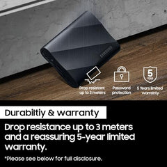 Samsung T9 Portable External SSD 1TB, USB 3.2, Speed up to 2,000 MB/s Read Speed, Storage for Professional Creators - videographers, Graphic Designers, Artists, MU-PG1T0B/WW, Black