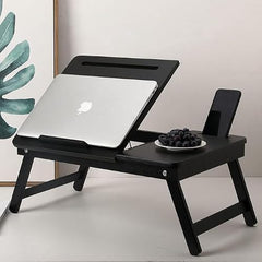Brown Art Shoppee Laptop Table Adjustable Fold-able Coffee Table with one Drawer and I Ped Stand (Brown)