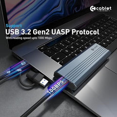 Cablet M.2 NVMe/NGFF SSD Enclosure USB 3.1 Gen2 10Gbps for 2242/2260/2280 M-Key/M+B Key PCIe SSD, Supports Dual Protocol NVMe and NGFF SSD, UASP Max 2TB, Aluminium Case