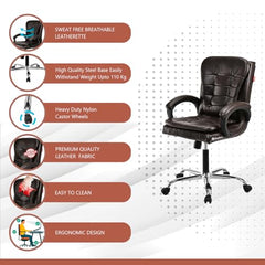GOYALSON Mesh Back Revolving Chair for Office Home Swivel Desk Chair with Comfortable Seating & Wheels (1, Brown, Standard)