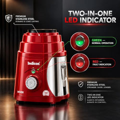 Indicon Rover 1350W Copper Motor Mixer Grinder with 4 Jars (3 Stainless Steel + 1 Juicer Jar), 3-Speed Control, Heavy Duty Grinding & Blending for Kitchen, Unbreakable ABS Body, Red