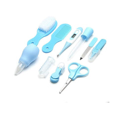 SYGA 10 Pcs Health Care Kit for Newborn Baby Kids Nail Hair Thermometer Grooming Brush (Blue)