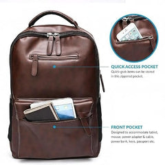 Treggo Premium 30L Anti-Theft Faux Leather Laptop Backpack for Men & Women, Water Resistant Large Travel Daypack, College School Office Casual Backpack with Laptop Compartment