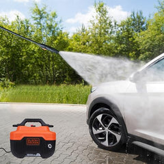 BLACK+DECKER BEPW1600 1300W 1600 PSI 110 Bar Pressure Washer for Car, Bike, Home & Garden Cleaning Use with Multiple Accessories Included, 1 Year Warranty, Orange & Black