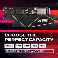 XPG ADATA GAMMIX S70 Blade M.2 NVME 1TB PCIe Gen4x4 2280 Internal Solid State Drive/SSD, Read/Write Speed Up to 7,400/6800 MB/s - (AGAMMIXS70B-1T-CS) Compatible with PC, Laptop and Play Station 5