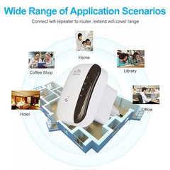 AJUK WiFi Repeater - Network Signal Range Extender | Fast Speeds up to 300Mbps | AP/Repeater Mode | WPS Function | 2.4Ghz Wireless WiFi Booster with Ethernet Port